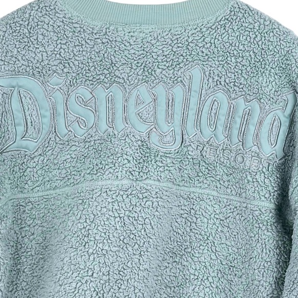 Disney Shimmery Aqua Disneyland Faux Sherpa Spirit Jersey Long Sleeve Sweater - Picture 5 of 9